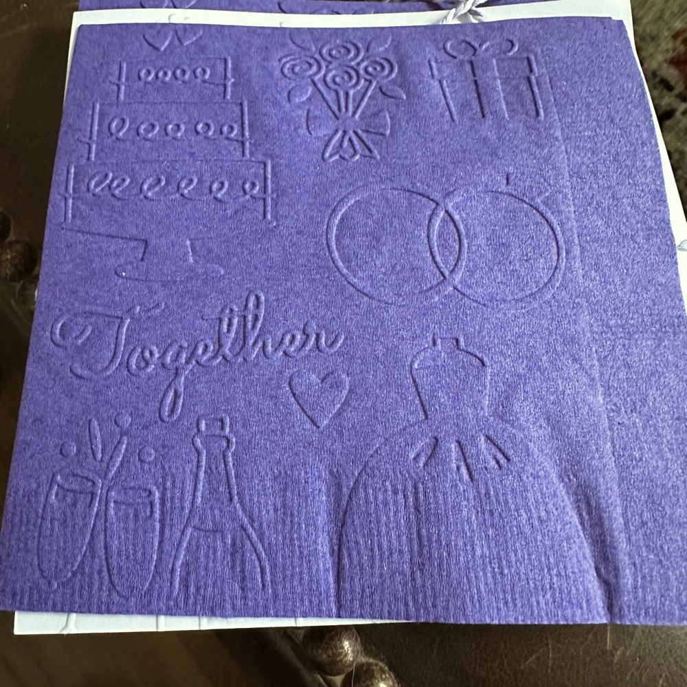 Embossed paper WEDDING napkins. Deep rich purple color. Wedding rehearsal. 25 ct
